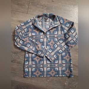 Eddie Bauer Aztec/ Western Print Fleece Patterned Quarter Zip Sweater, Size M